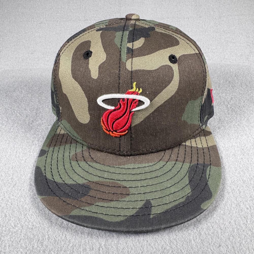 Miami Heat Hat Cap Fitted Mens‎ 6 3/4 Green Camo NBA Basketball 59FIFTY New Era
